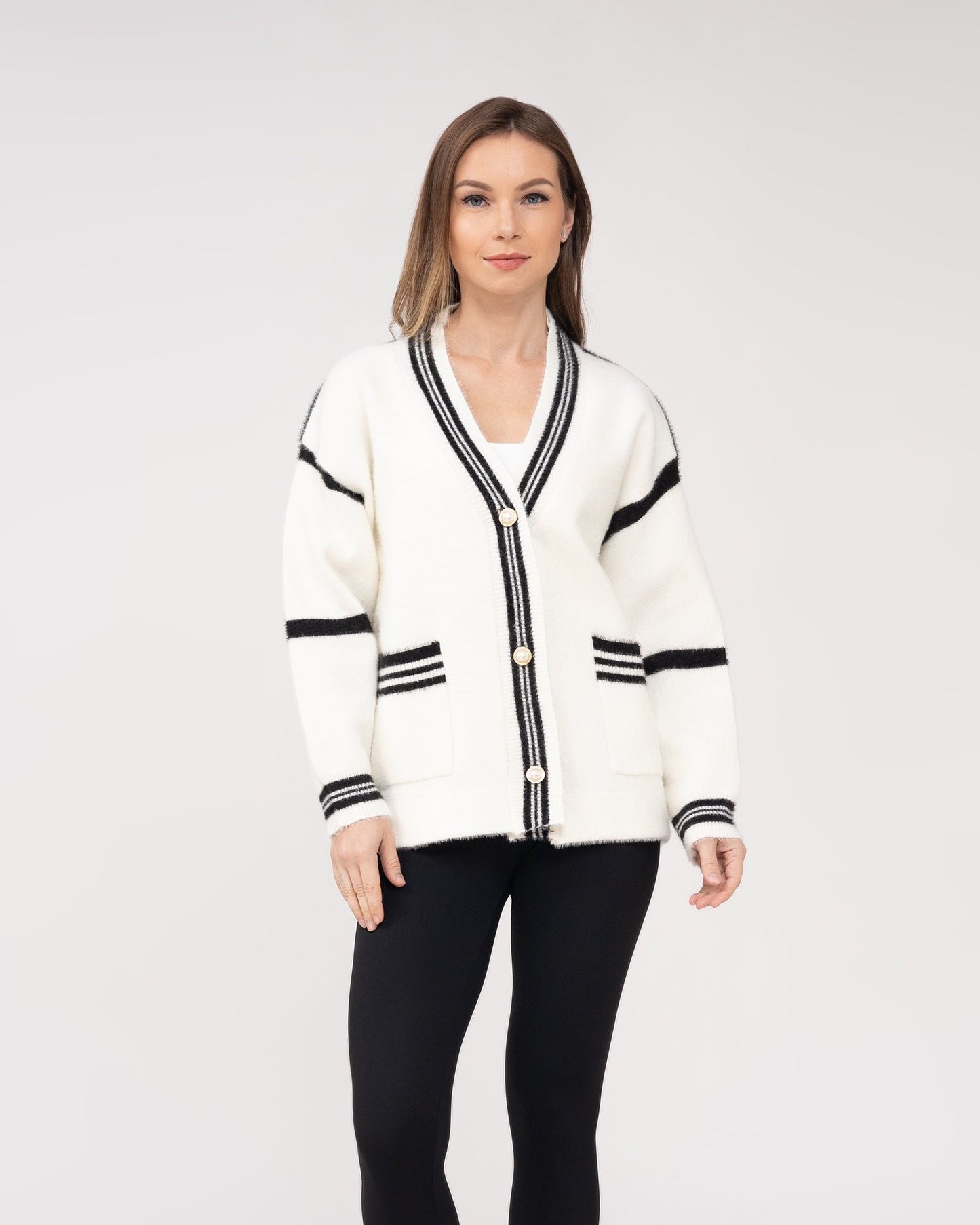 Border Stripe Oversize Cardigan