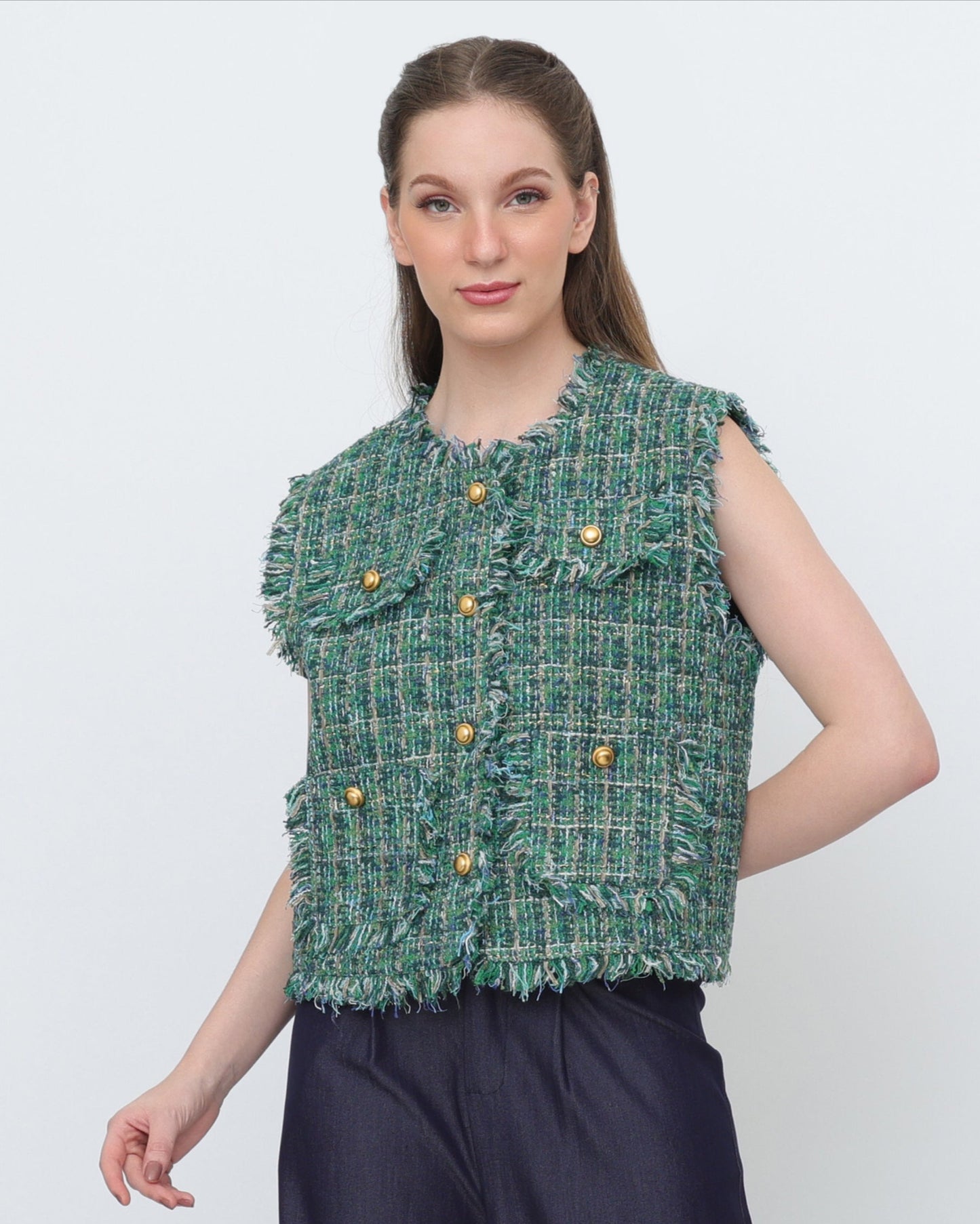 Tweed Cropped Vest