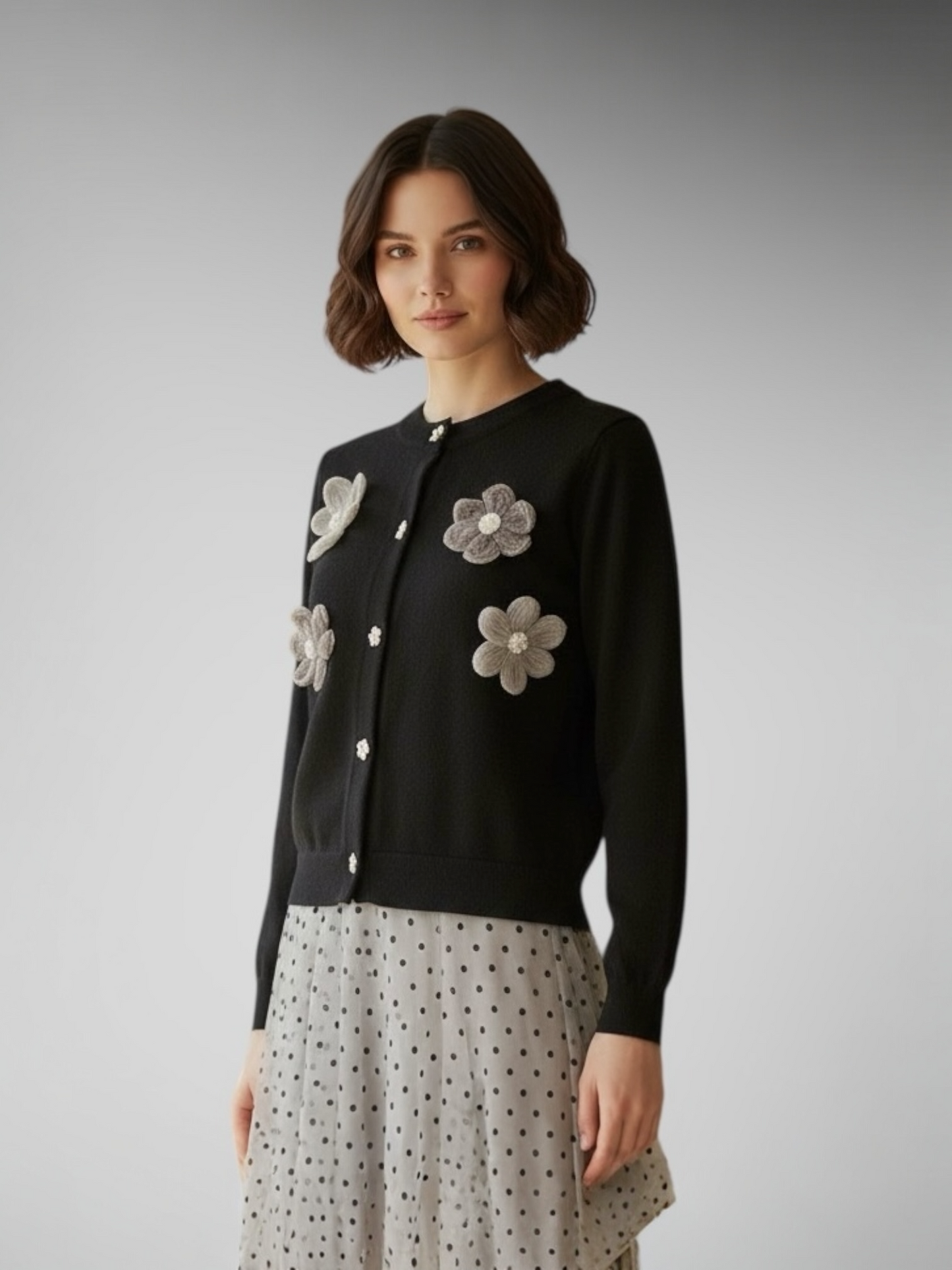 Cardigan with Flower Patch