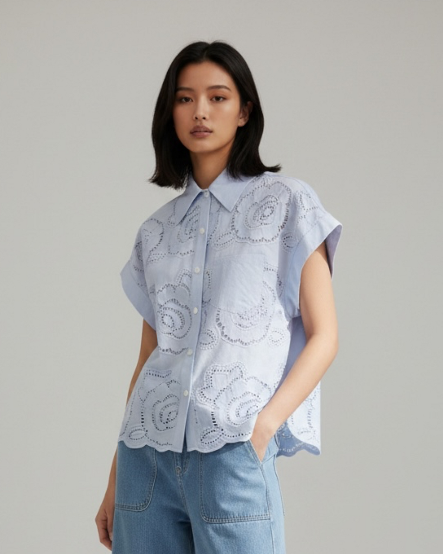 Buttondown Lace Top