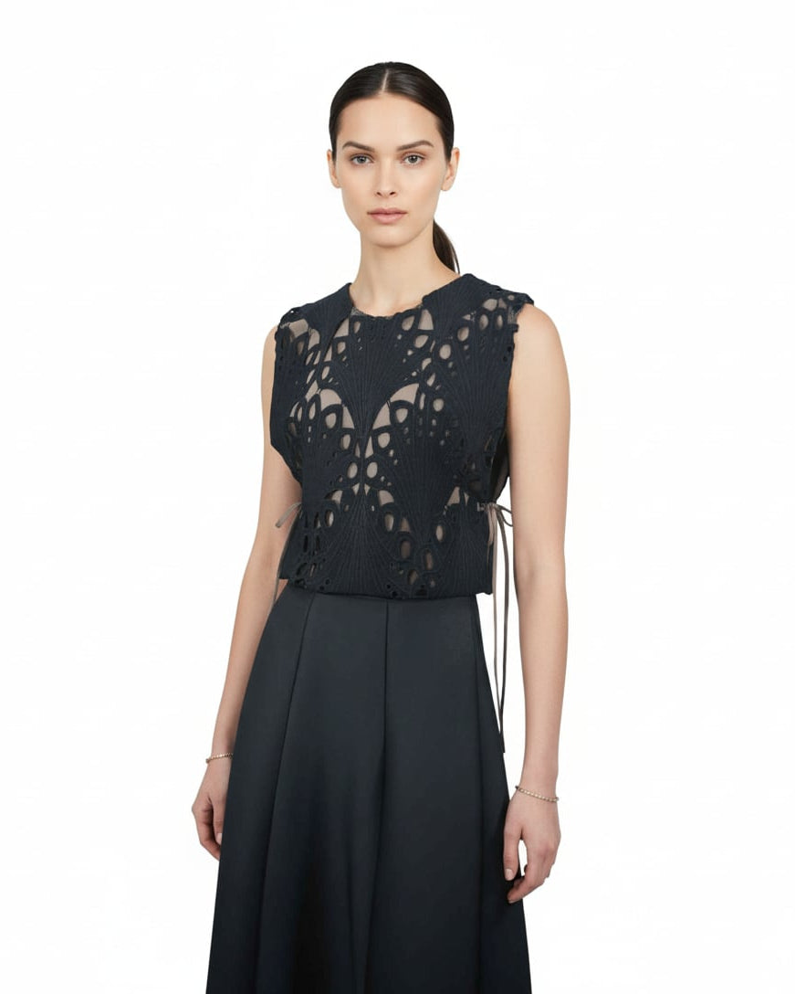 Sleeveless Tie Side Top