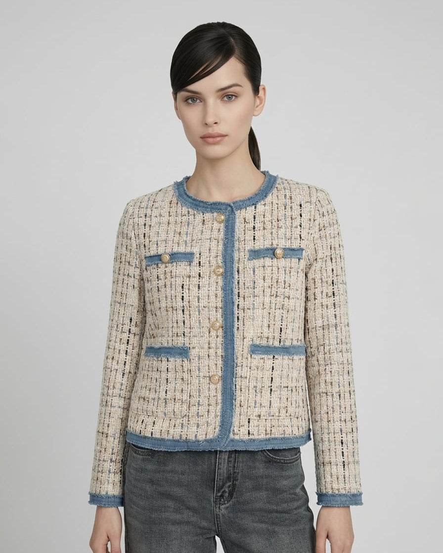 Tweed Jacket with Piping