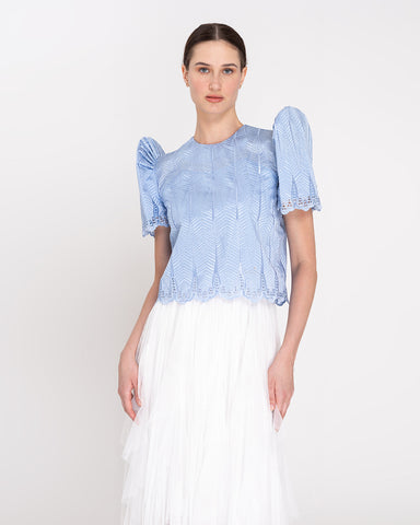 Blue Embellished Lace Terno Top