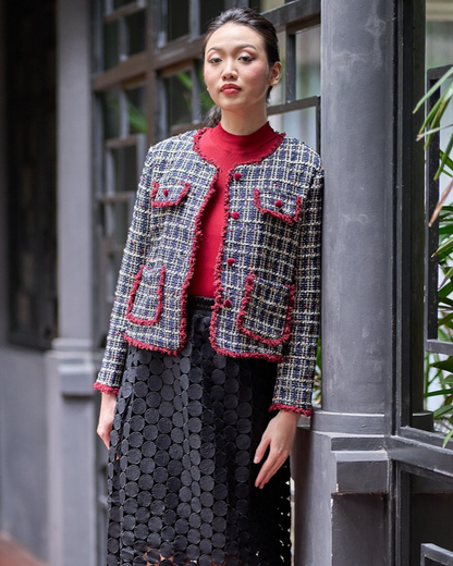 Tweed with Red Piping