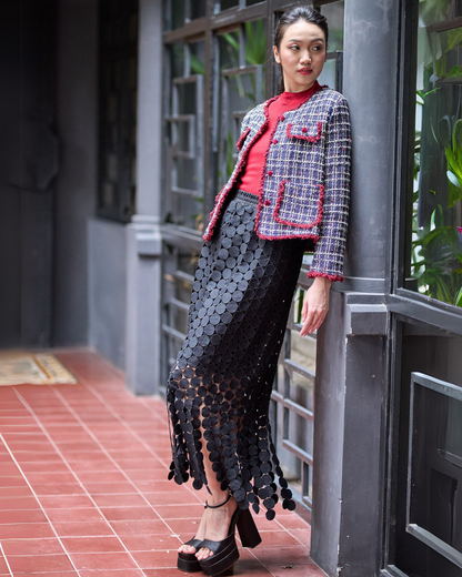 Tweed with Red Piping