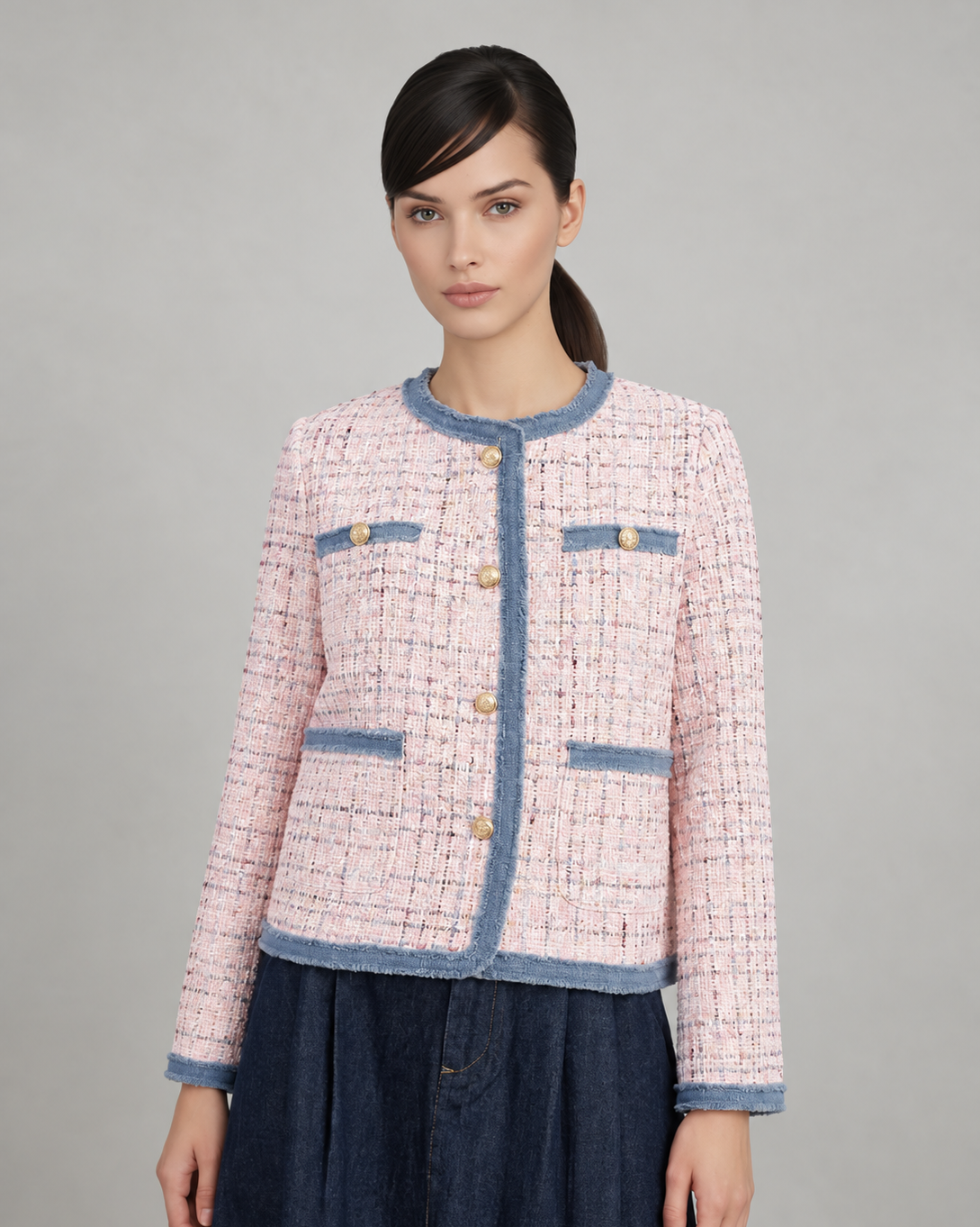 Tweed Jacket with Piping