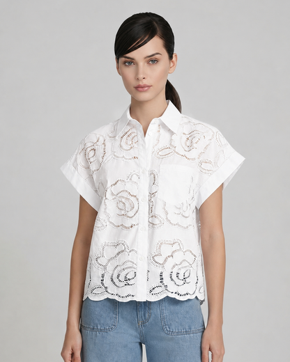 Buttondown Lace Top