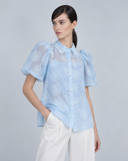 Puffsleeve Lace Buttondown