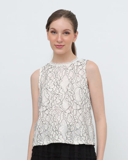 Sleeveless Lace Top with Lace Trim