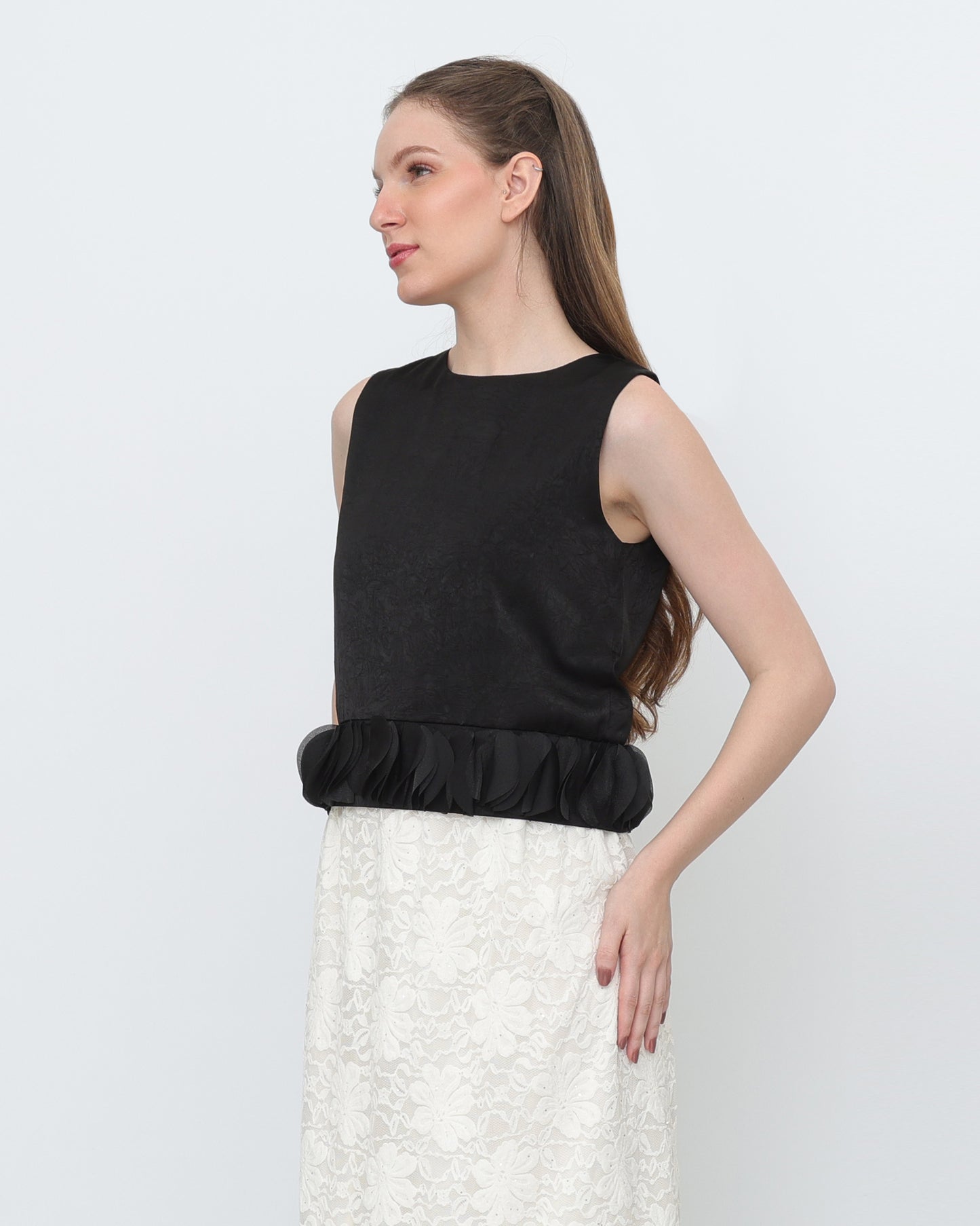 Sleeveless Top with Trimmed Hem