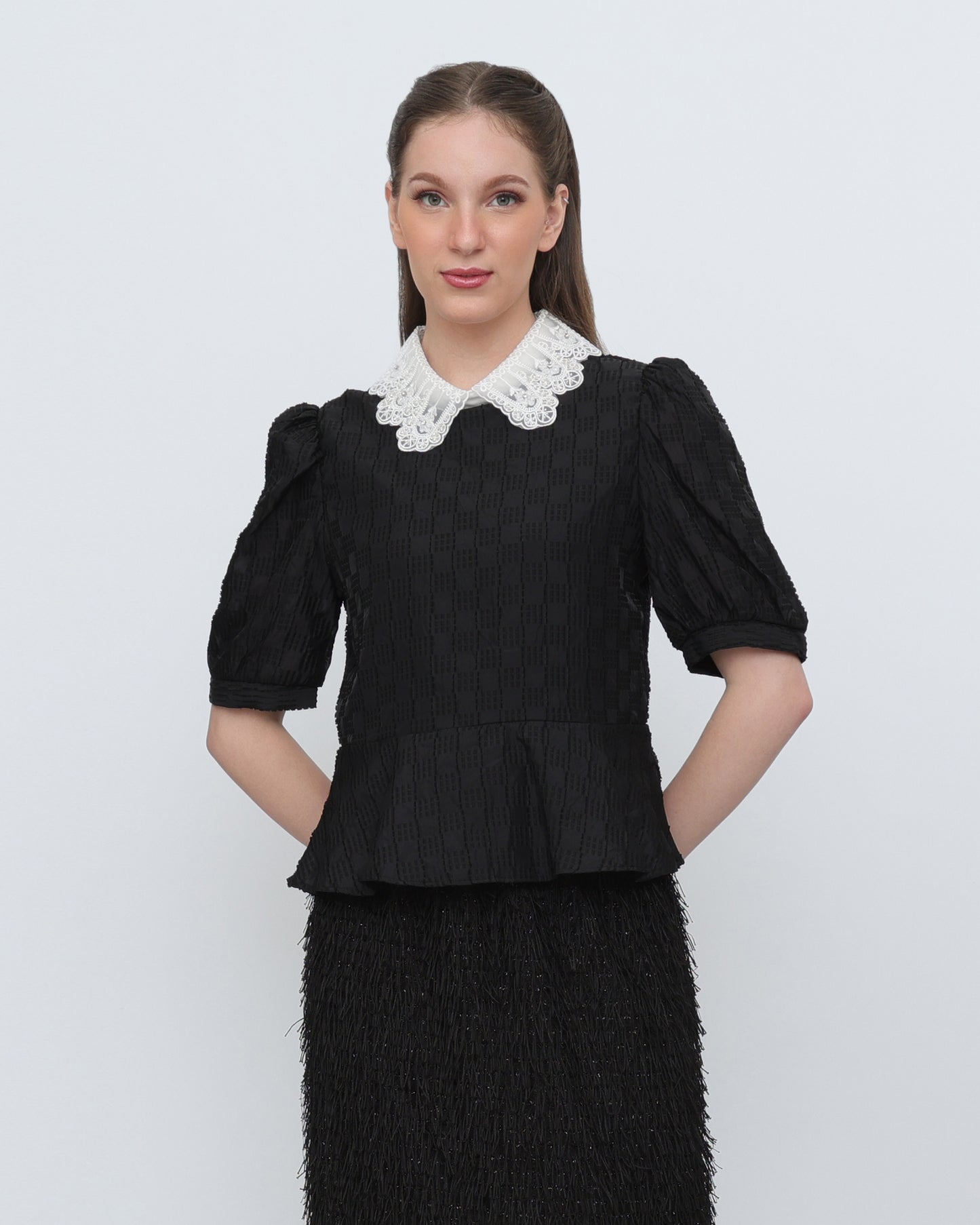 Collared Peplum Top