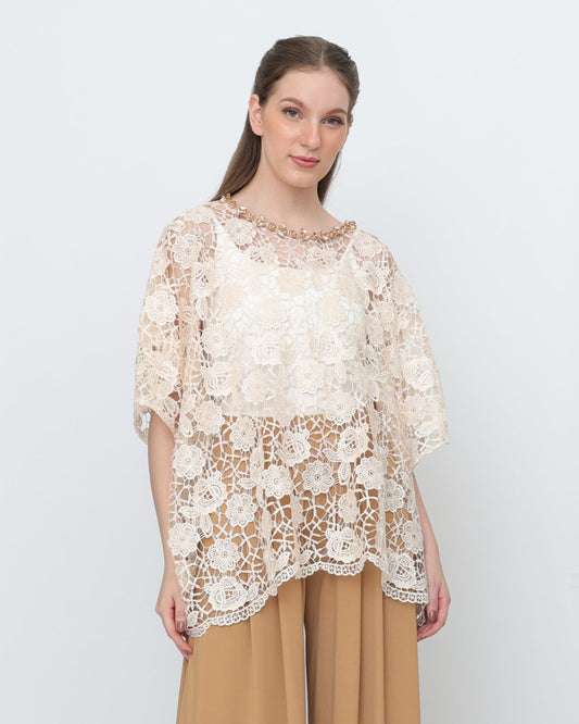 Lace Poncho with Rhinestone