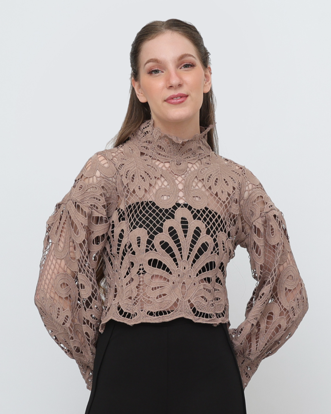 Longsleeve Lace Cropped Top