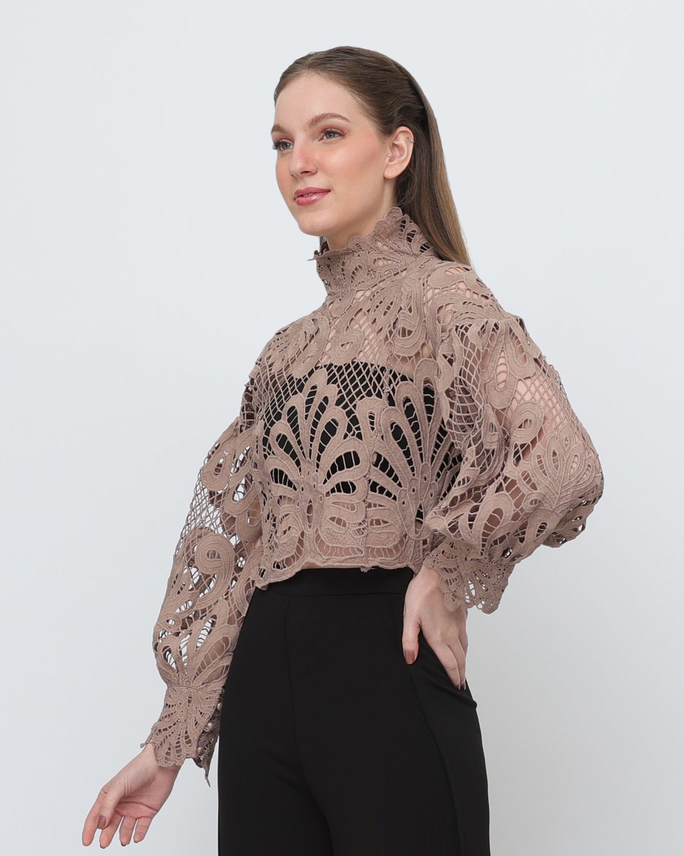 Longsleeve Lace Cropped Top
