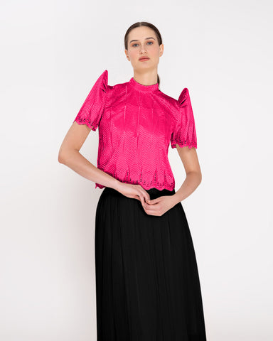 Pink Embellished Lace Terno Top