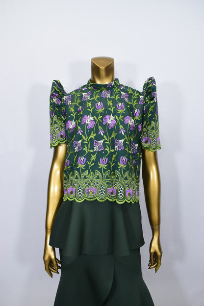 Stand Collar Lace Terno Top