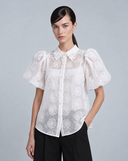 Puffsleeve Lace Buttondown
