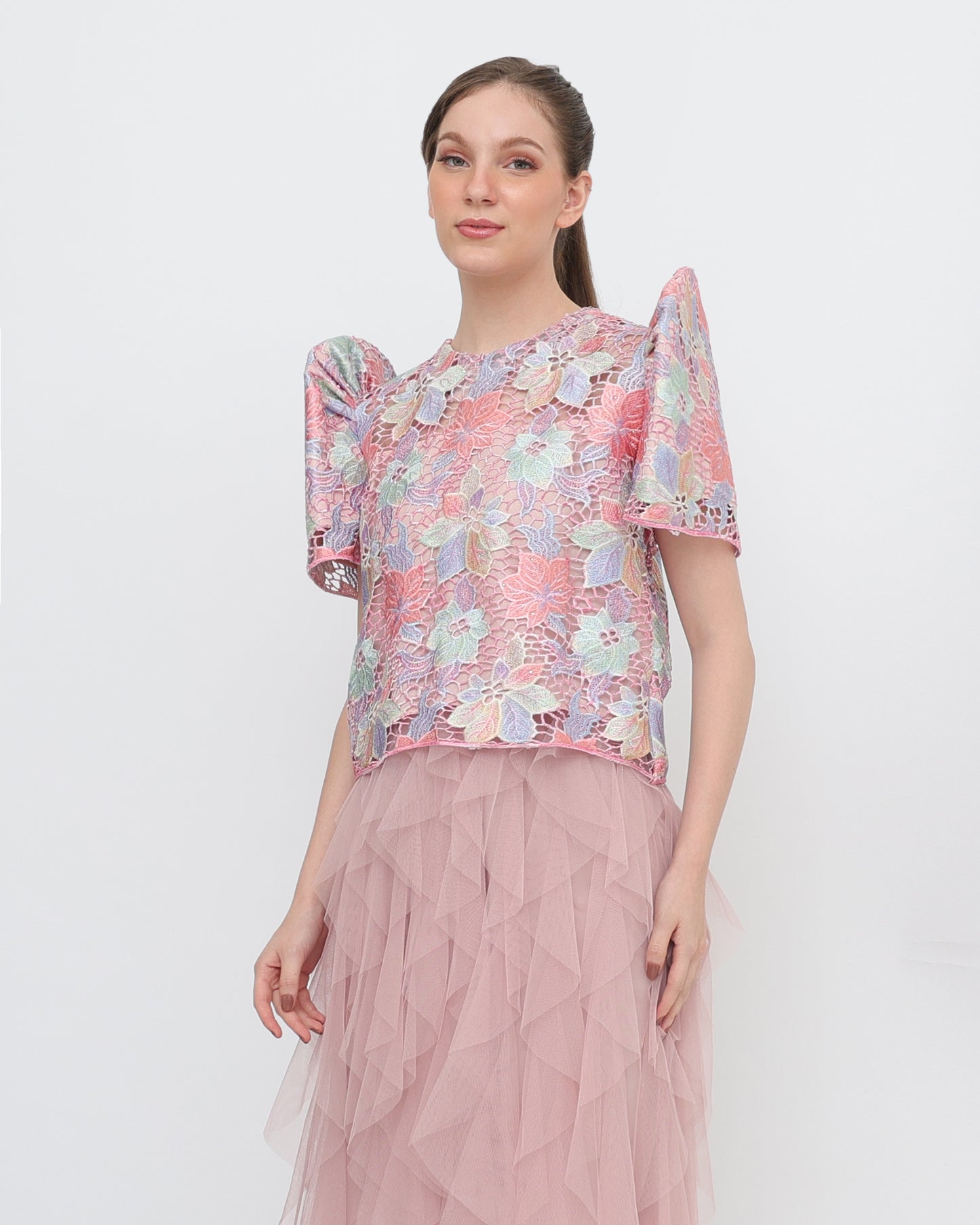 Pastel Lace Roundneck Terno