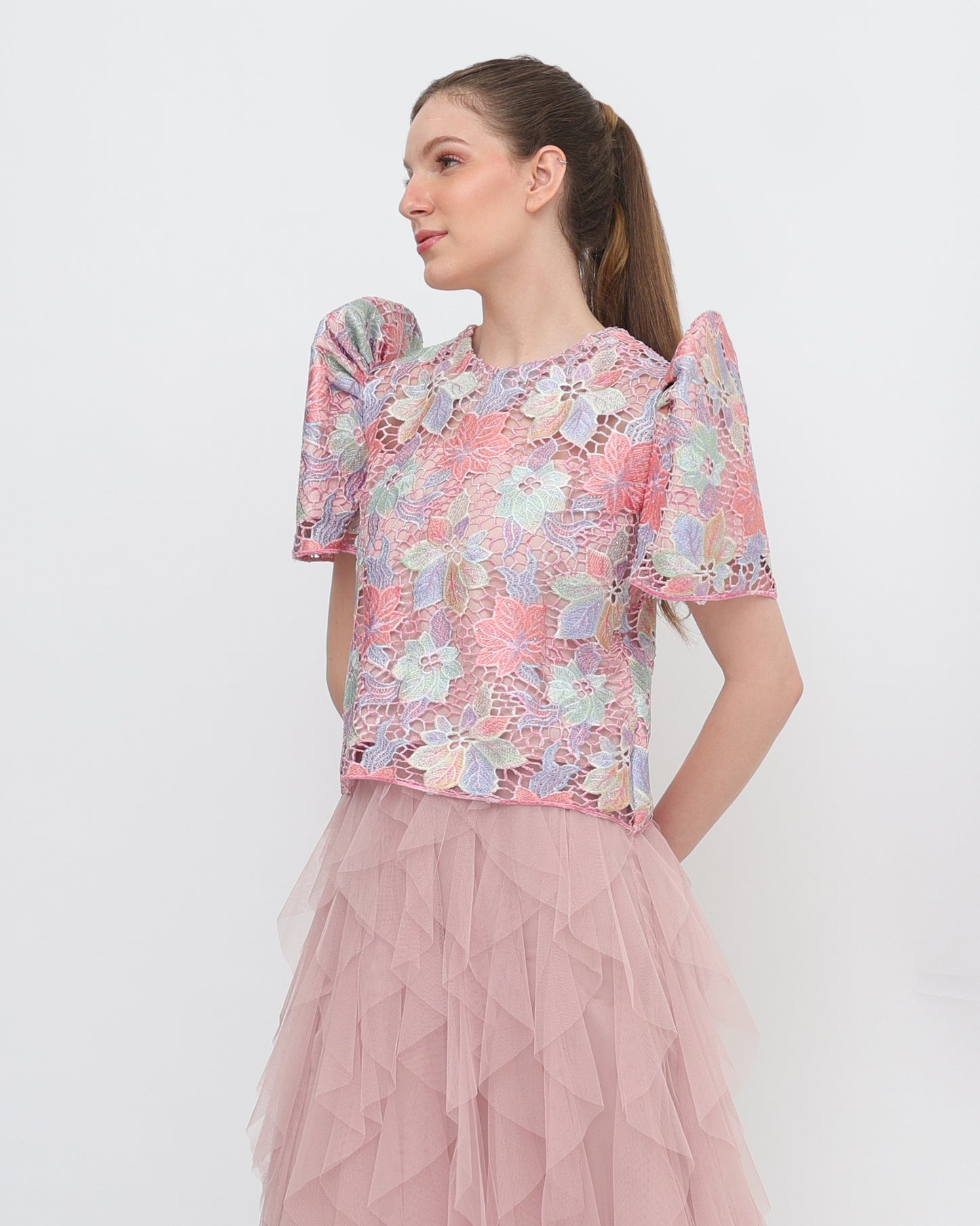 Pastel Lace Roundneck Terno