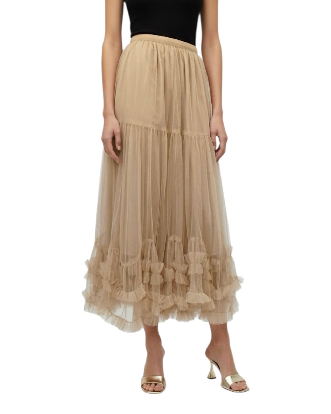 Tulle Skirt with Ruffle Hem