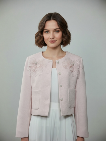 Tweed Jacket with Flower