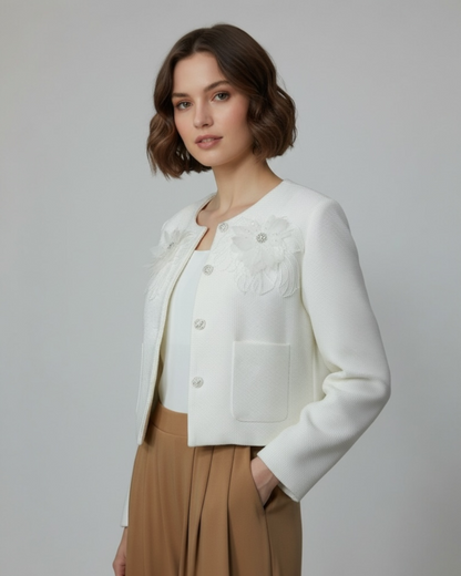 Tweed Jacket with Flower