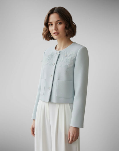 Tweed Jacket with Flower