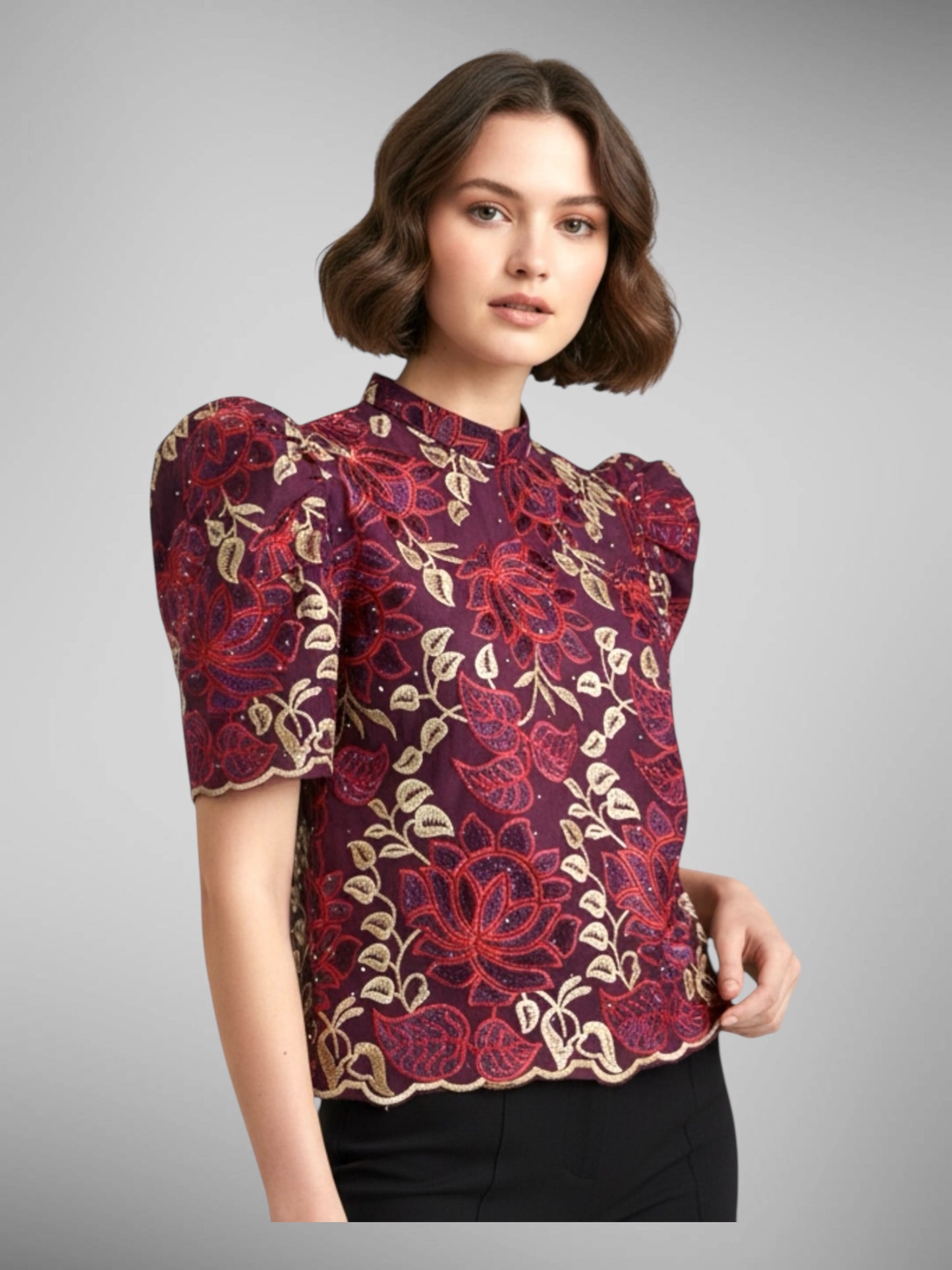 Viole Lace Stand Collar Terno