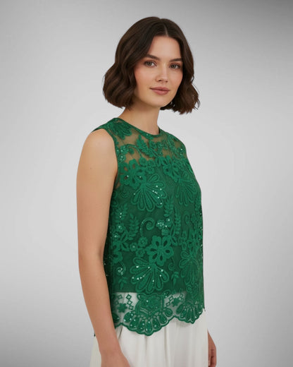 Embellished Sleeveless Lace