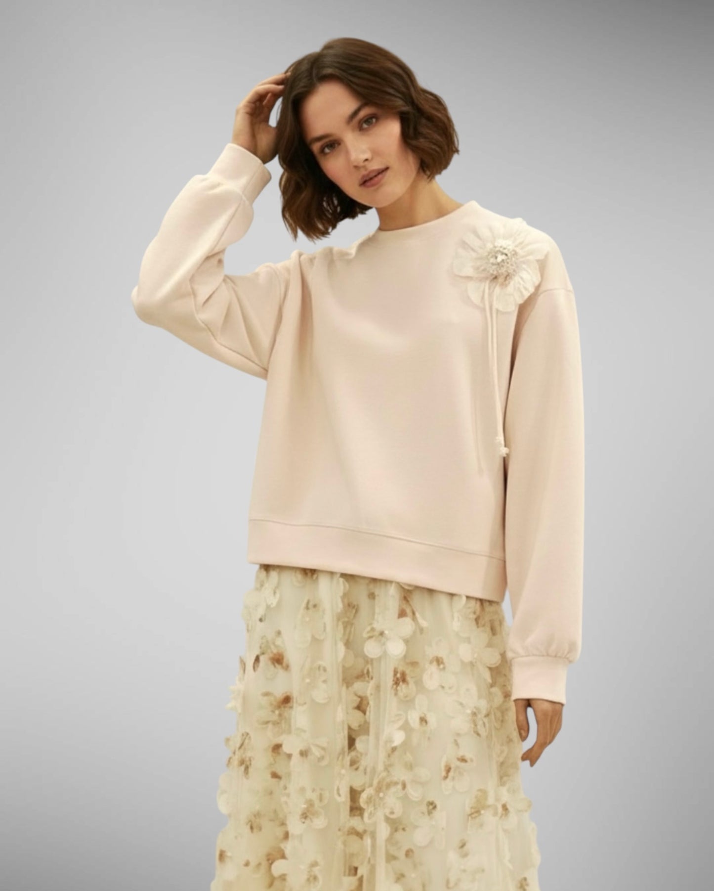 Sweater with Flower Applique