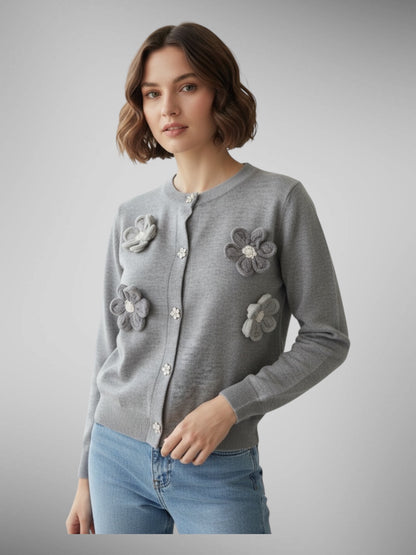 Cardigan with Flower Patch