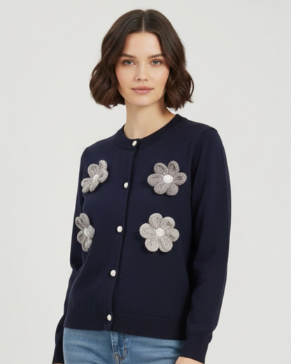 Cardigan with Flower Patch