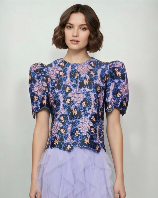 Puffsleeve Roundneck Top