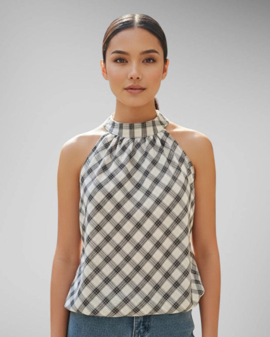 Checkered Halter Top