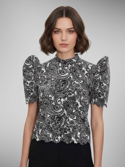 Paisley Stand Collar Terno Top