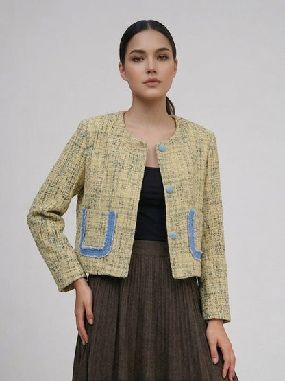 Tweed Jacket with Blue Buttons