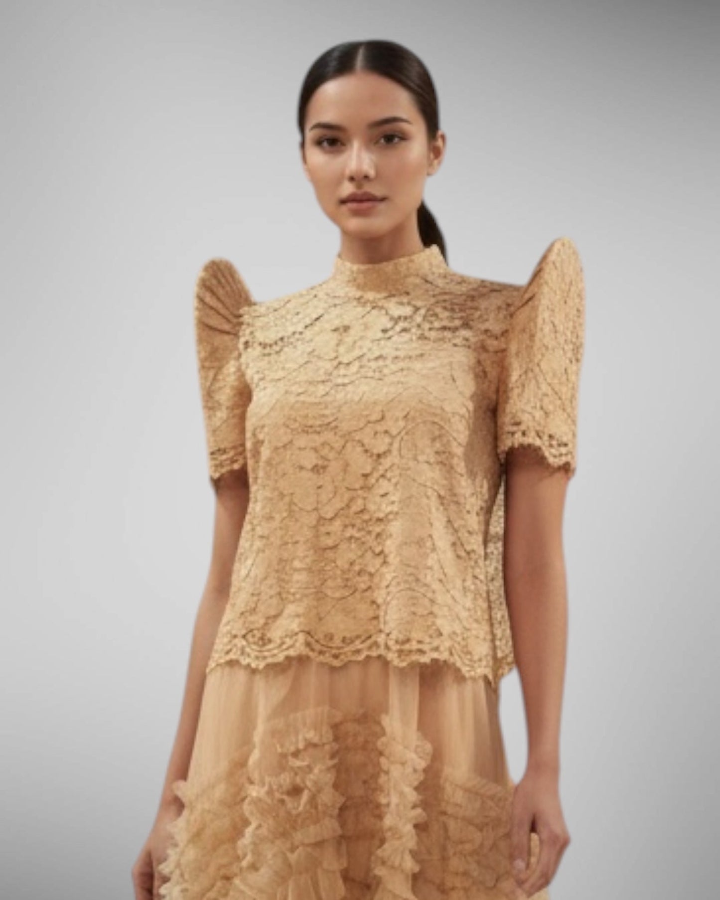 Stand Collar Lace Terno