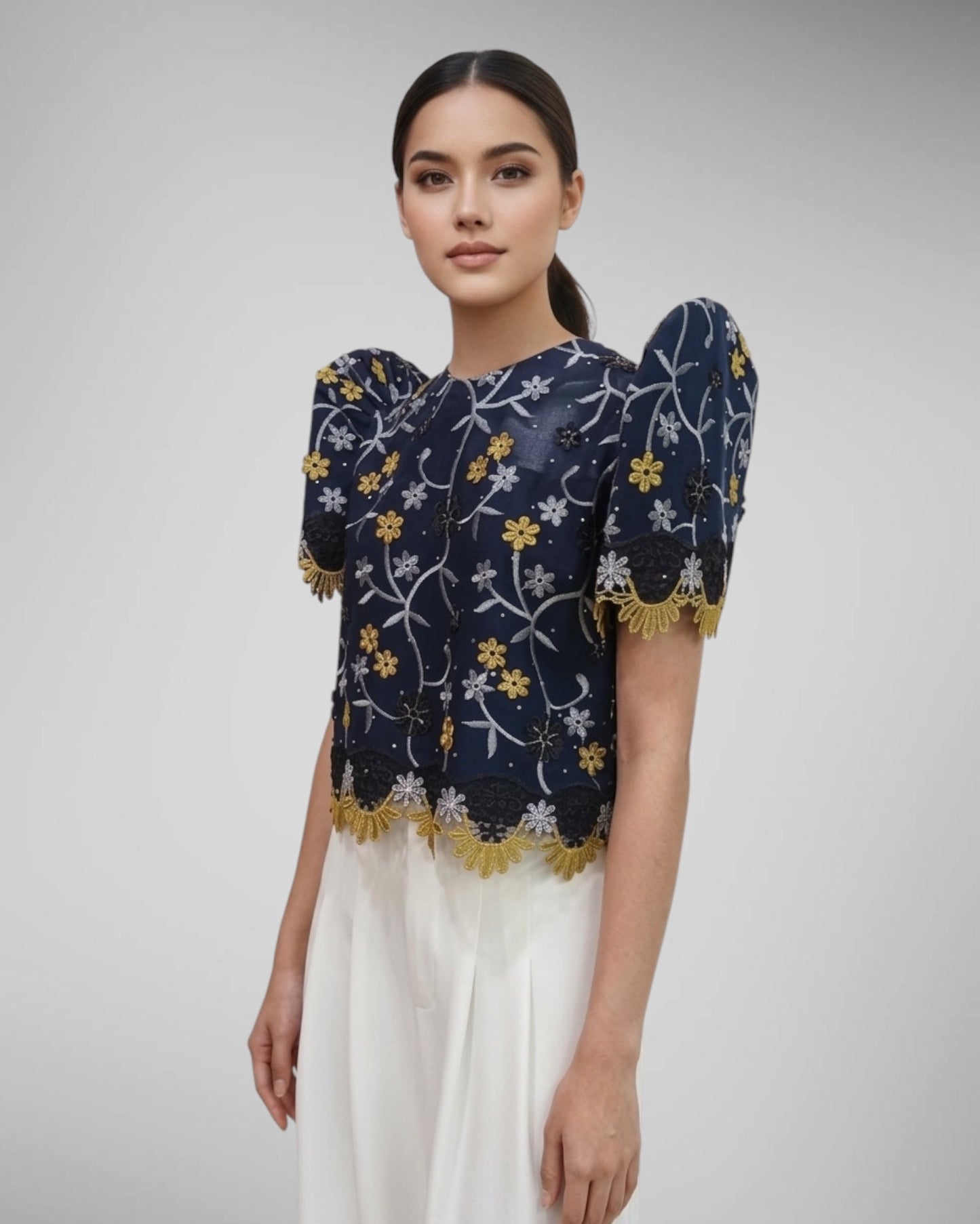 Applique Lace Roundneck Terno