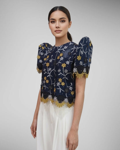 Applique Lace Roundneck Terno