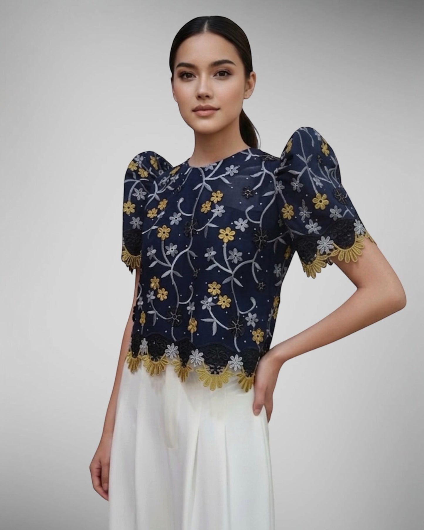 Applique Lace Roundneck Terno
