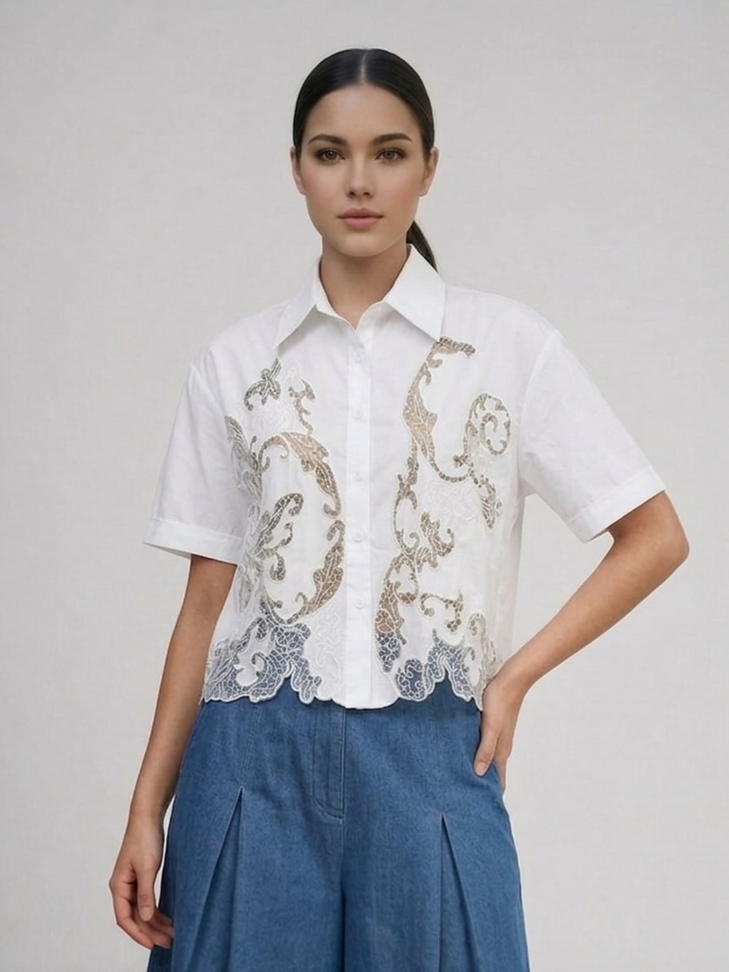 Buttondown with Lace