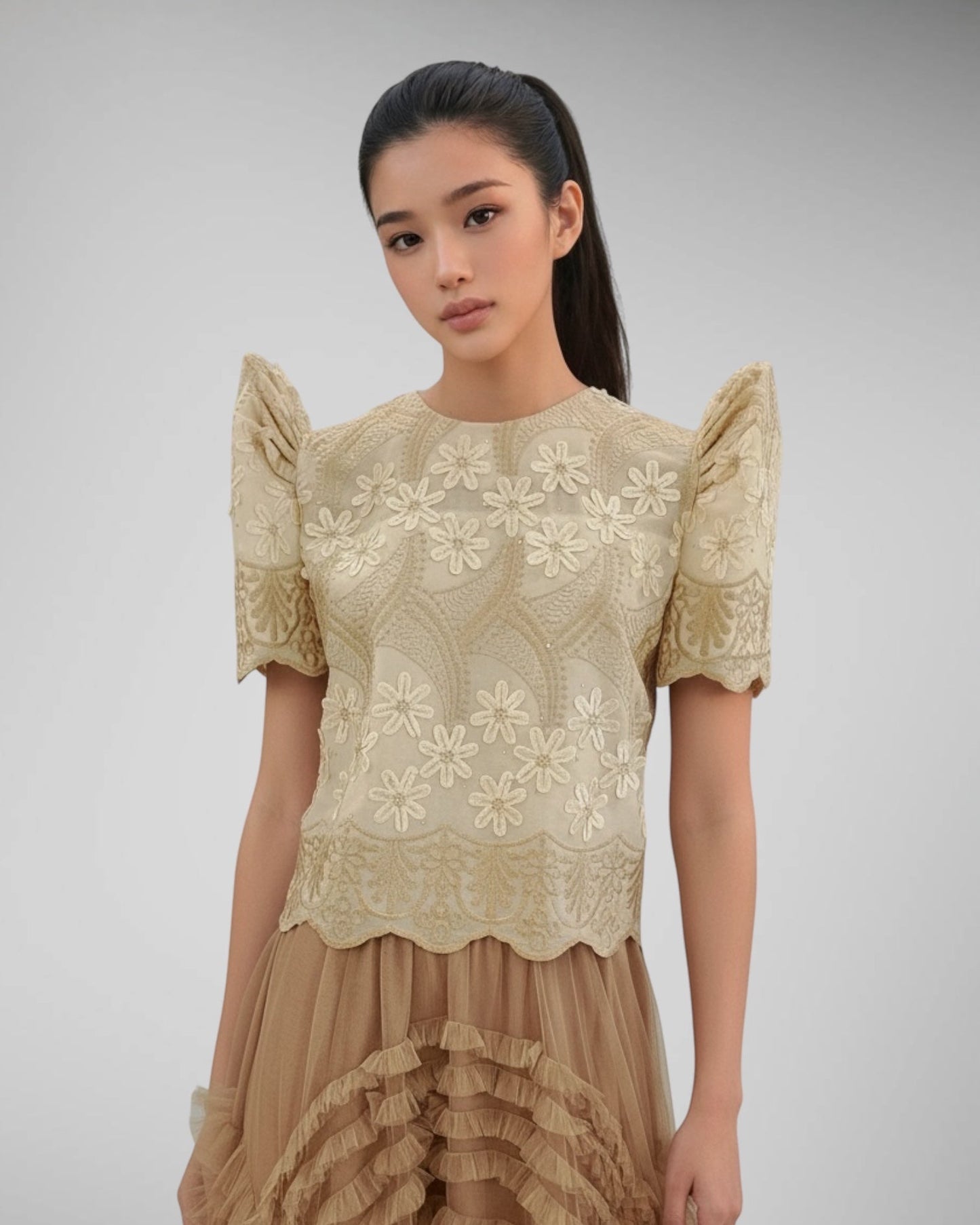 3D Lace Roundneck Terno Top