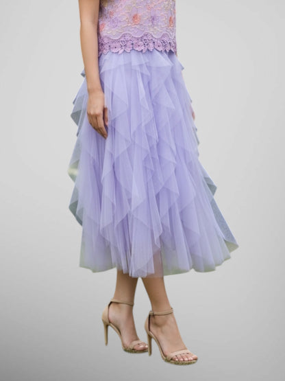 Multi Ruffle Lace Skirt