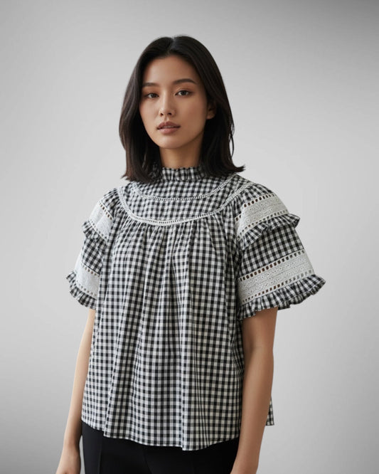 Check Top with Lace
