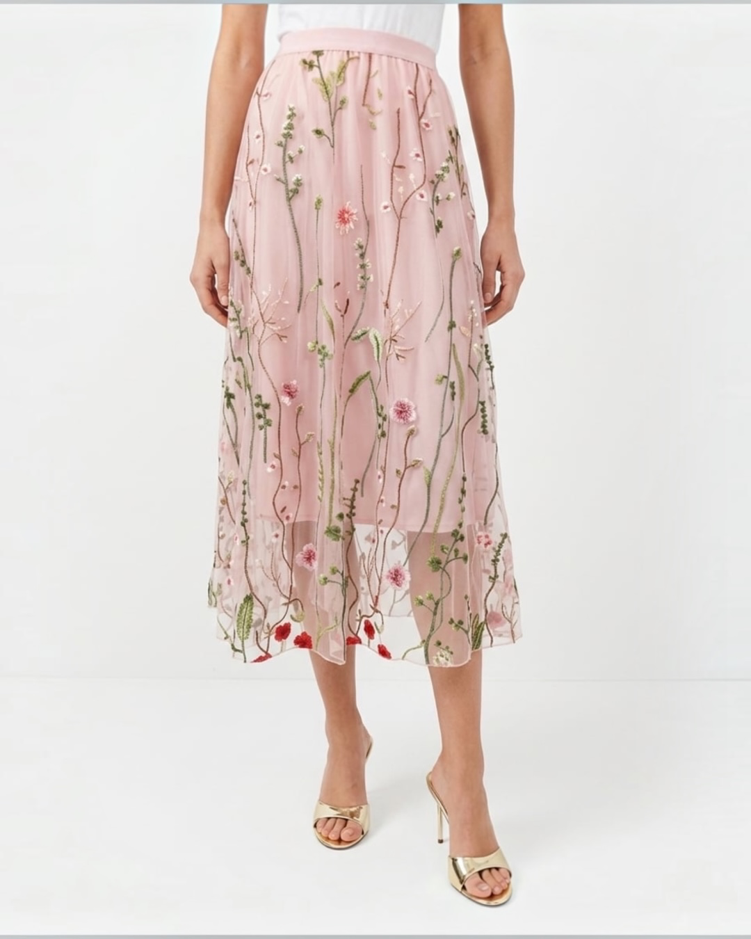 Embroidered Net Skirt