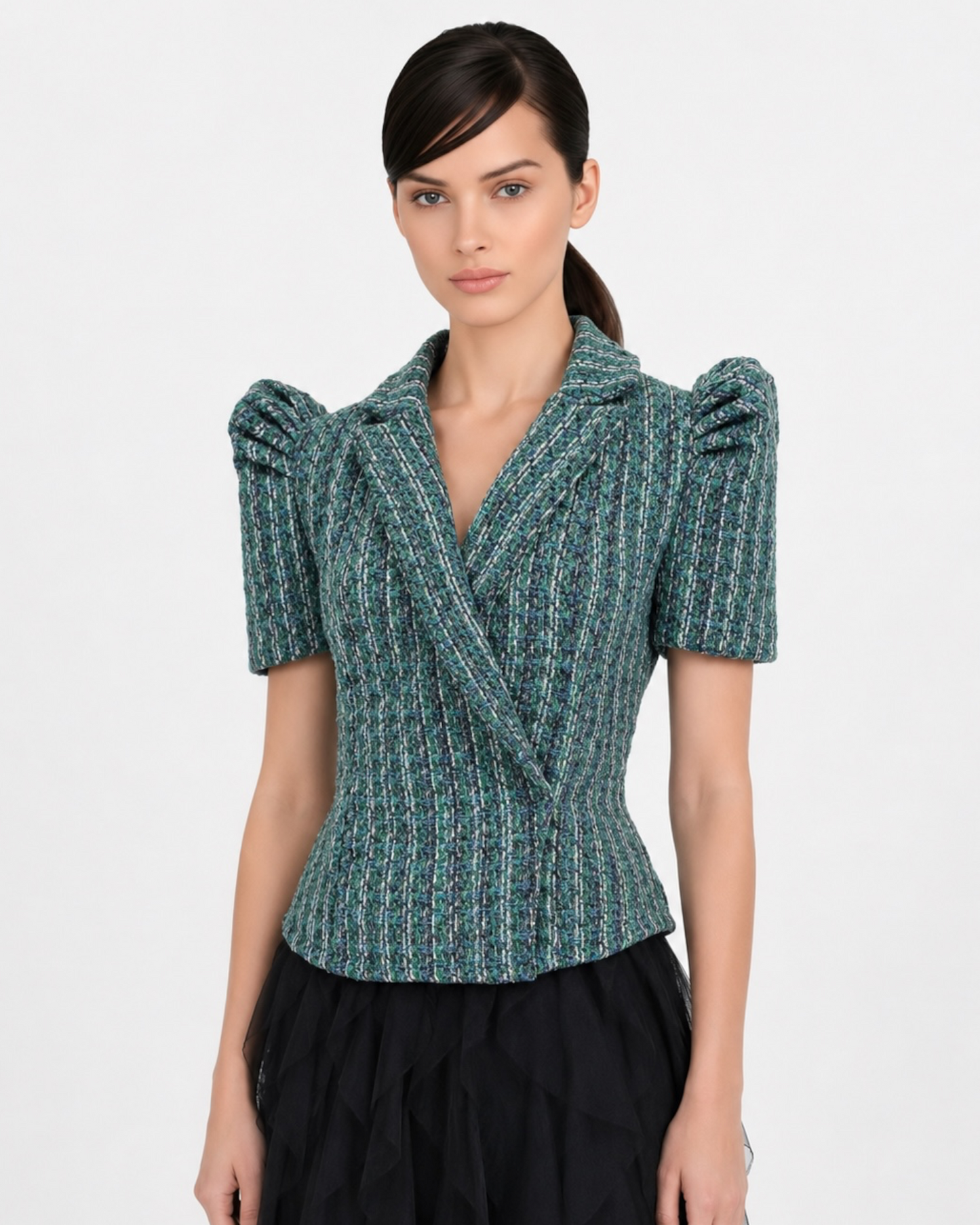 Tweed Wrap Blazer Terno