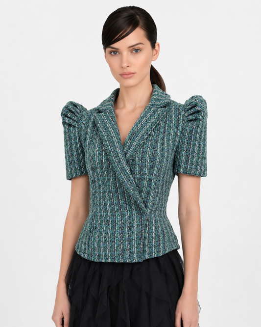 Tweed Wrap Blazer Terno