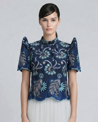 Stand Collar Terno Top