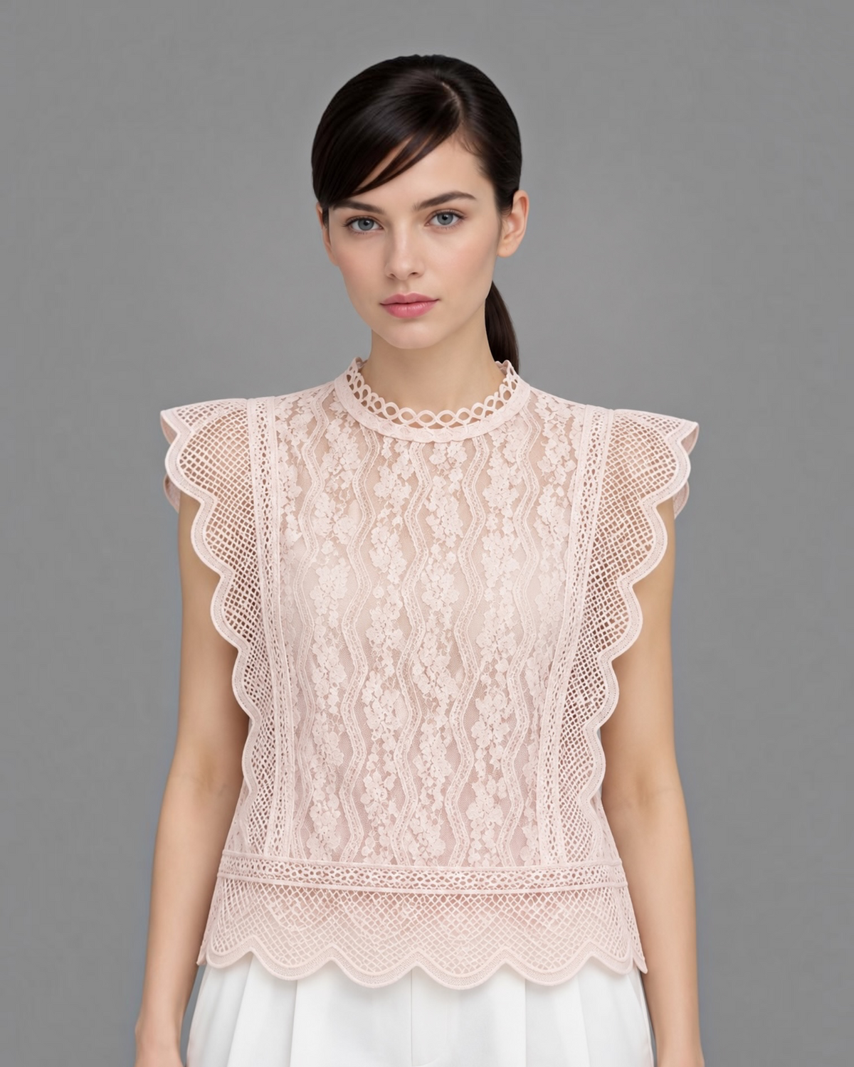Buttondown Sleeveless Lace