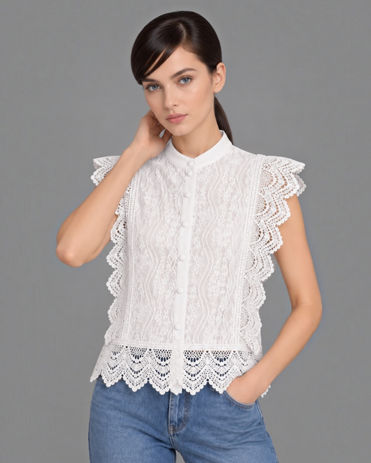 Buttondown Sleeveless Lace